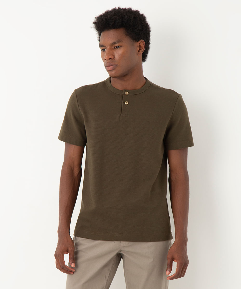 camiseta de algodão texturizada manga curta verde