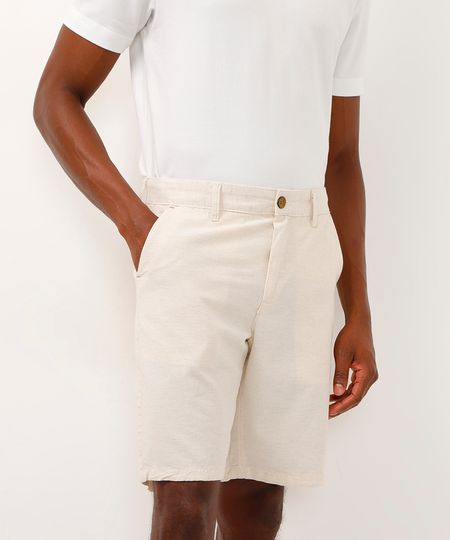 bermuda de alfaiataria com linho off white 38