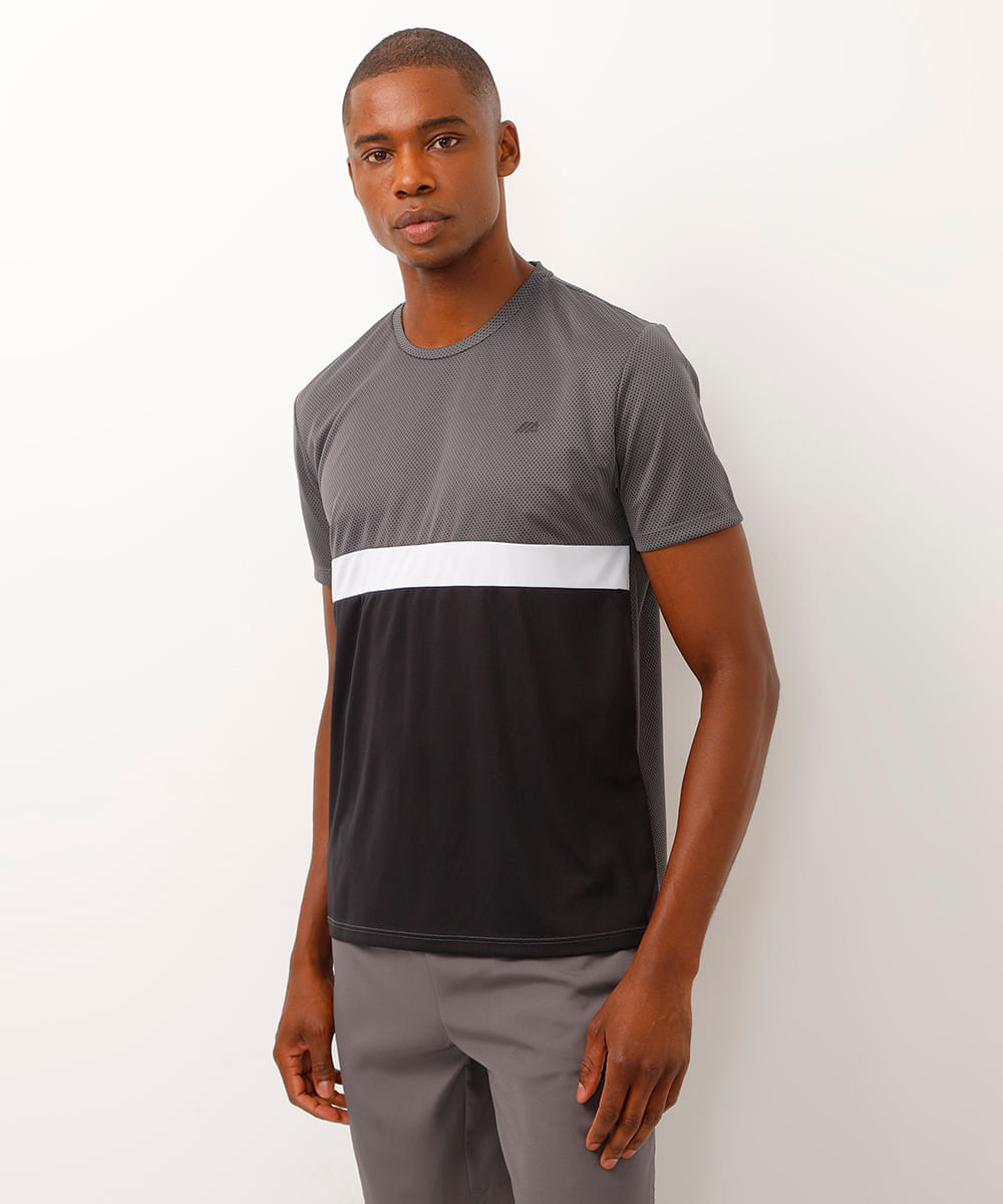 camiseta esportiva ace manga curta com recorte preta