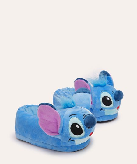 pantufa de pelúcia infantil stitch azul 25-26