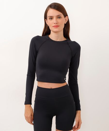 blusa cropped manga longa esportiva ace preta M