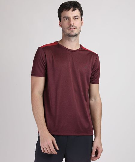 Camiseta Masculina Esportiva Ace com Recorte Manga Curta Gola Careca  Vinho P