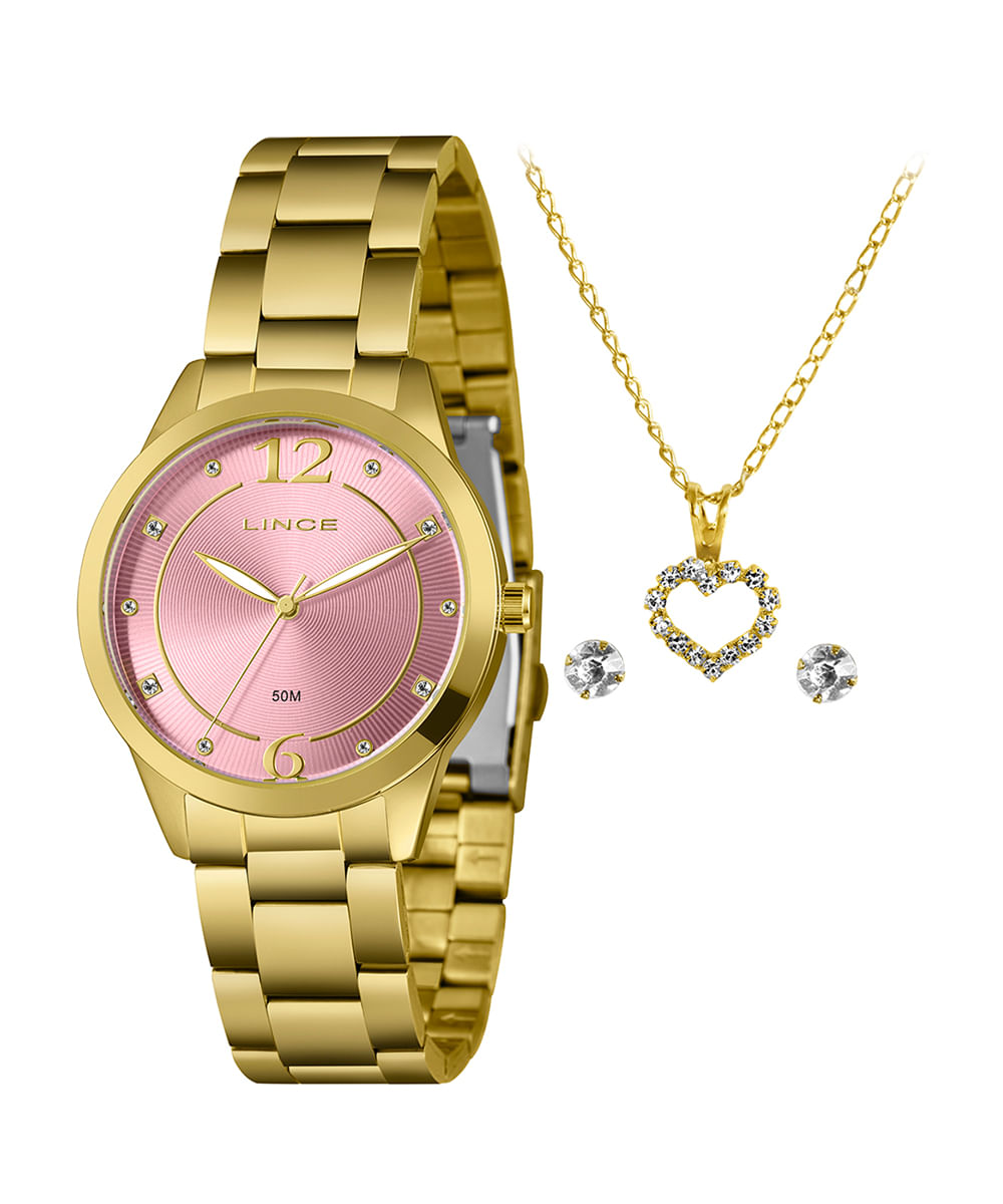 relógio lince analógico LRG4812L38 dourado