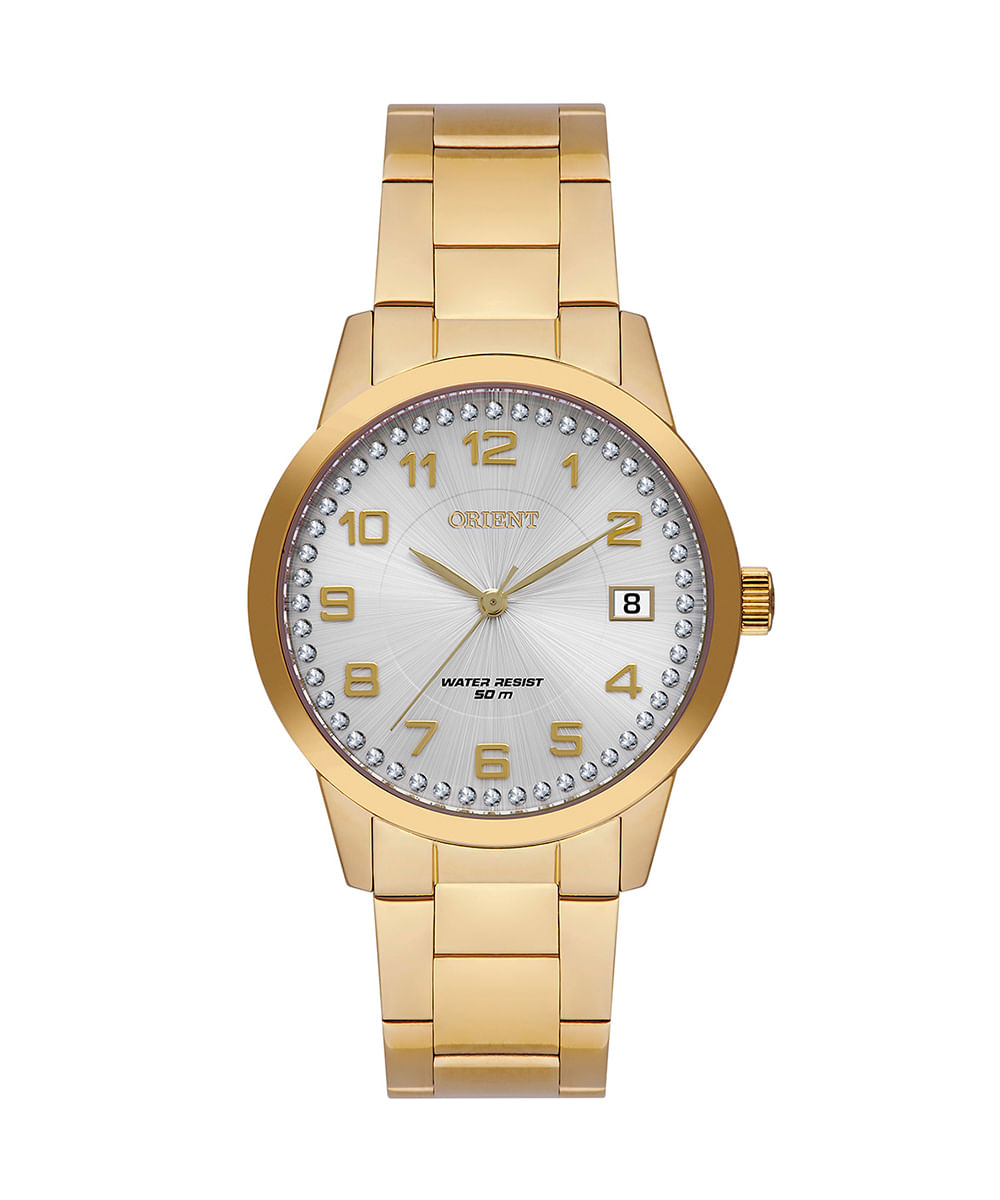 relógio orient analógico FGSS1237 dourado