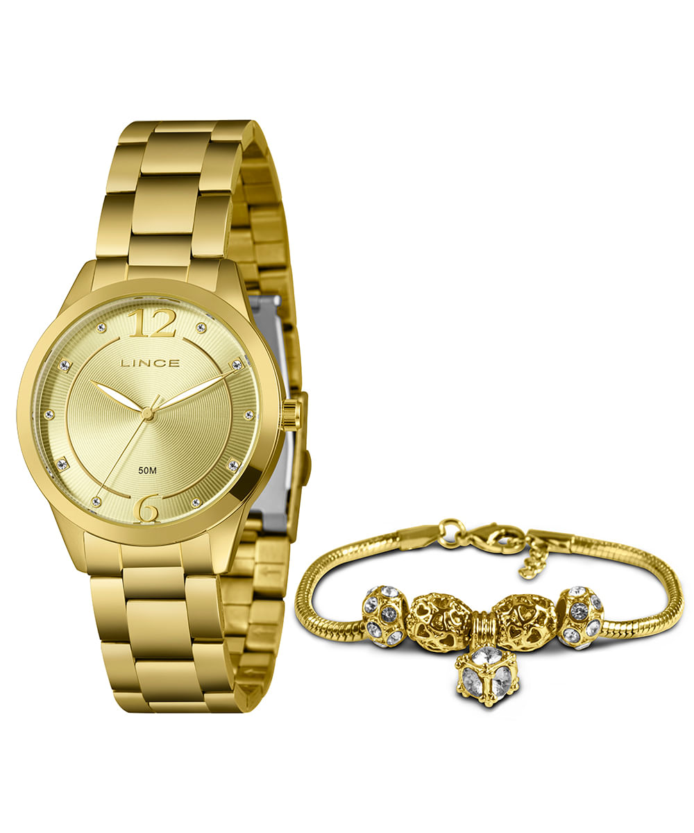relógio lince analógico LRG4812L38 dourado