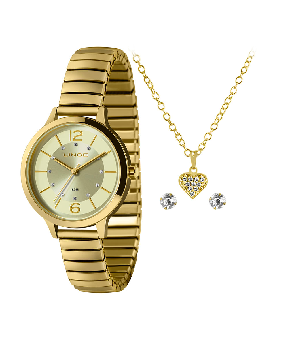 relógio lince analógico LRG4740L36 dourado