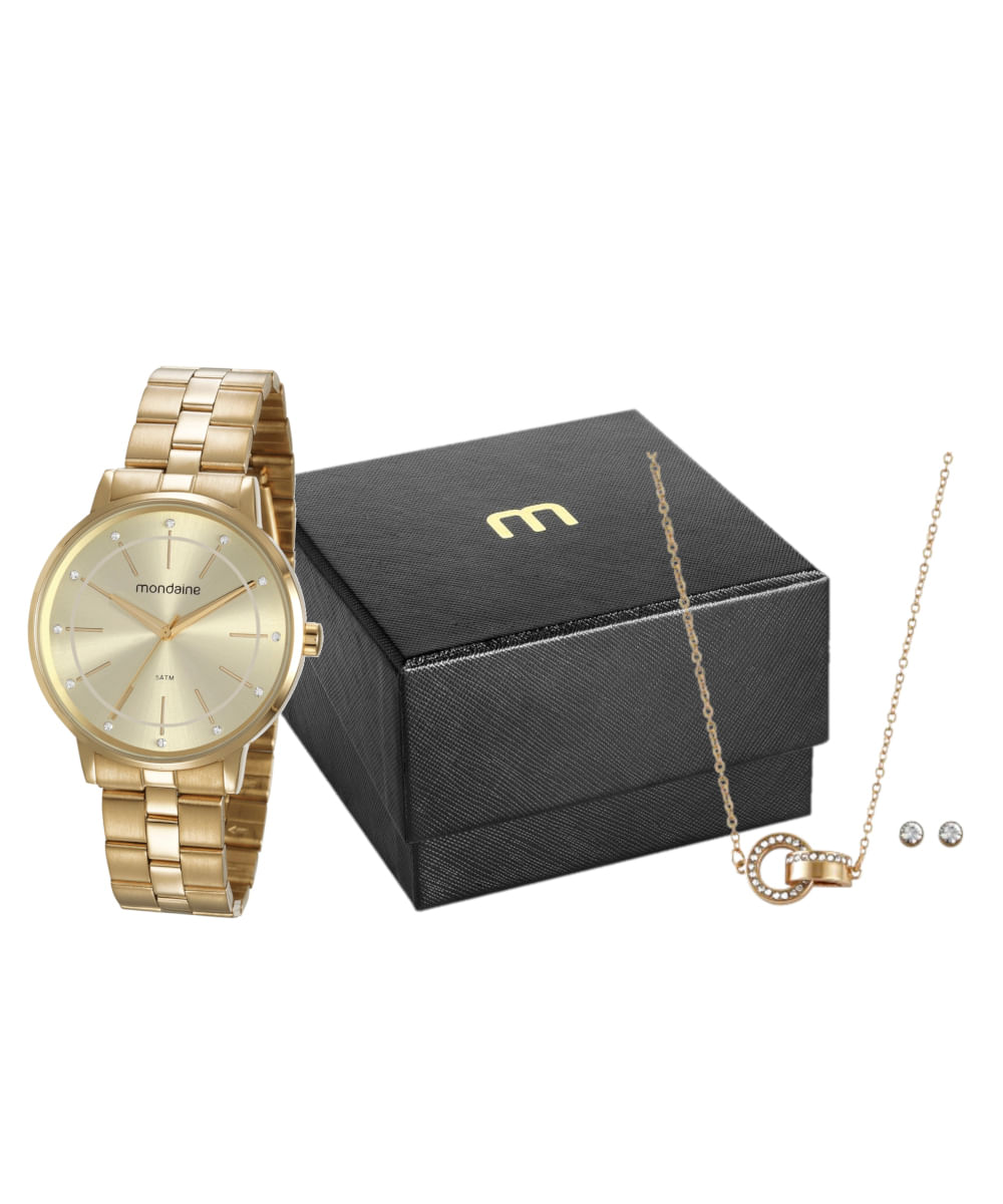 relógio mondaine analógico 53749LPMVDE1KF dourado