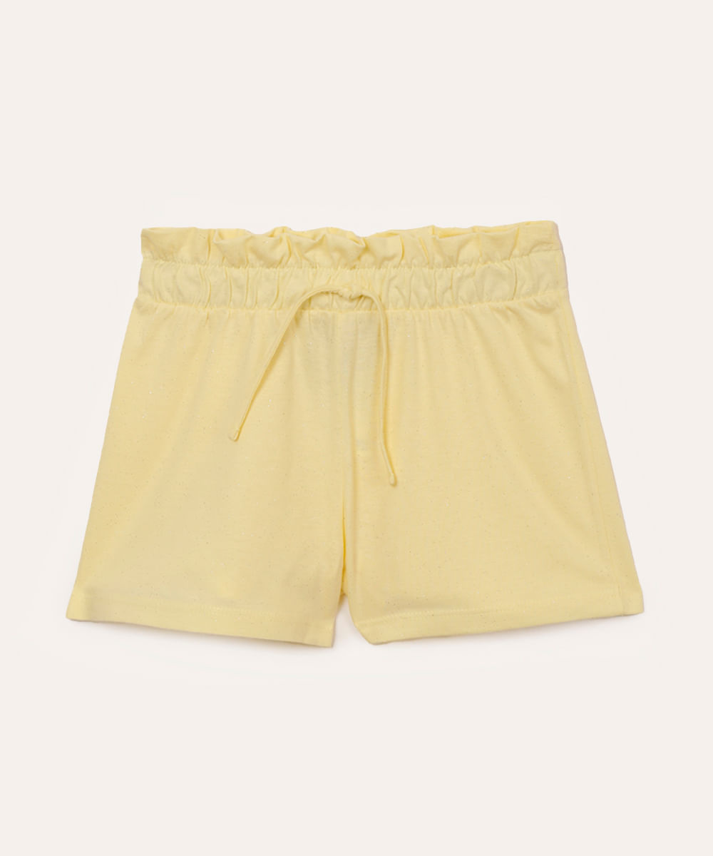 short infantil clochard glitter amarelo