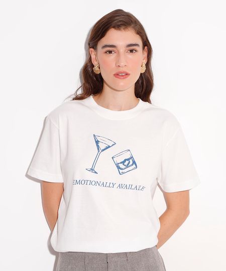camiseta de algodão emotionally available mindset off white PP camiseta de algodão emotionally available mindset off white PP