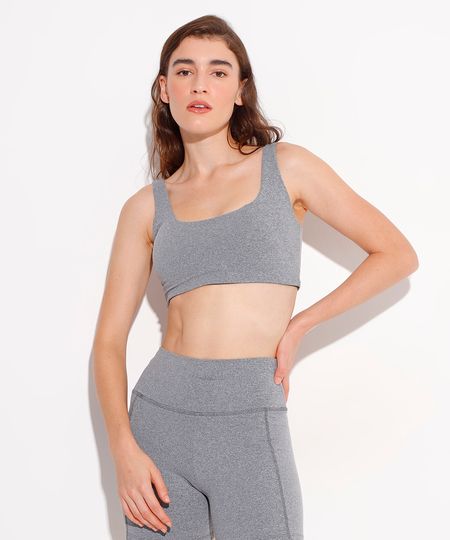 top com bojo removível alça fina mindset sport cinza PP
