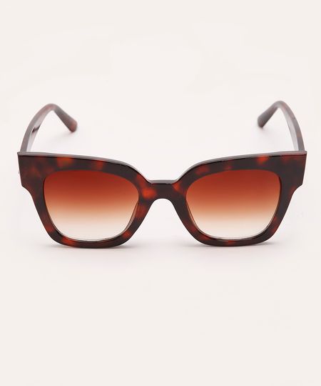 óculos de sol quadrado tartaruga marrom UNICO