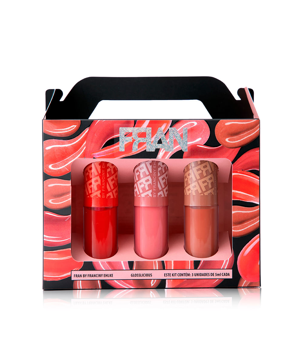 kit glosslicious gloss labial com 3 unidades fran by franciny ehlke colorido