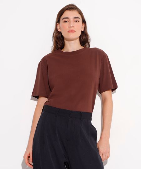 camiseta básica de algodão mindset marrom M