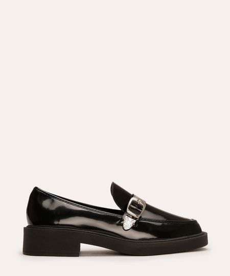 mocassim verniz com fivela oneself preto 34
