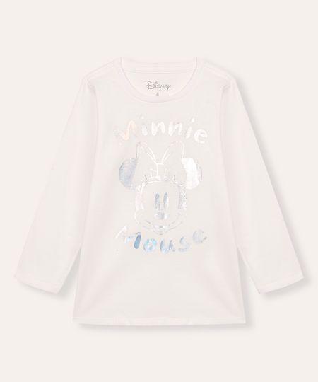 camiseta de algodão infantil minnie off white 1