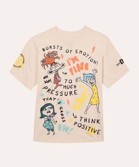 camiseta de algodão juvenil divertida mente bege 16