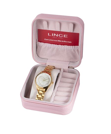 relógio analógico lince LRG4557L dourado UNICO