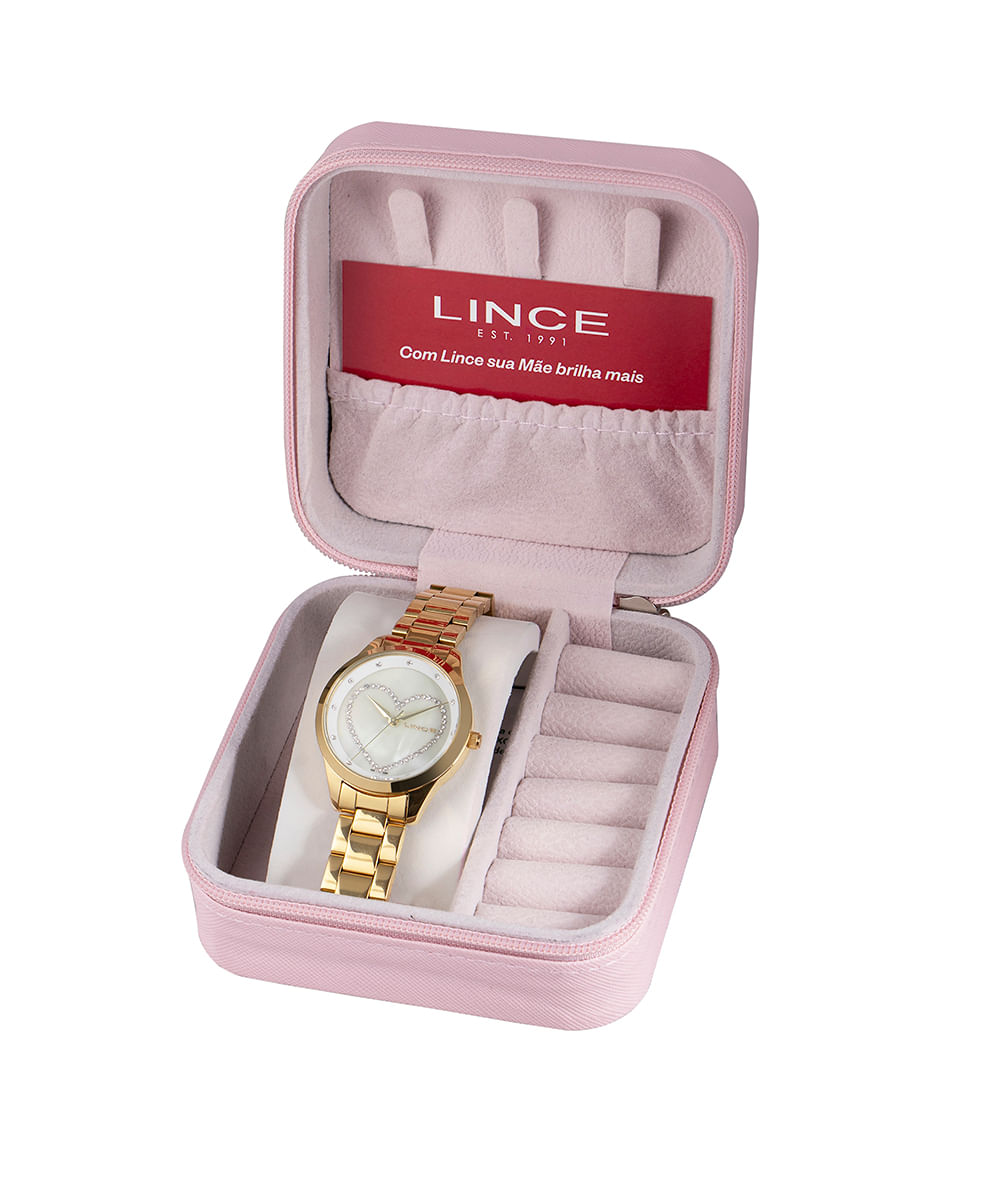 relógio analógico lince LRG4557L dourado