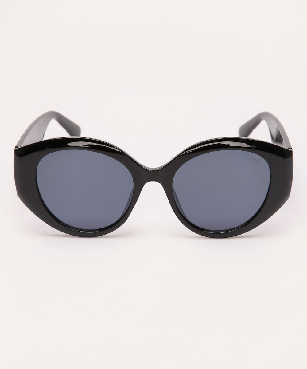 óculos de sol oval preto