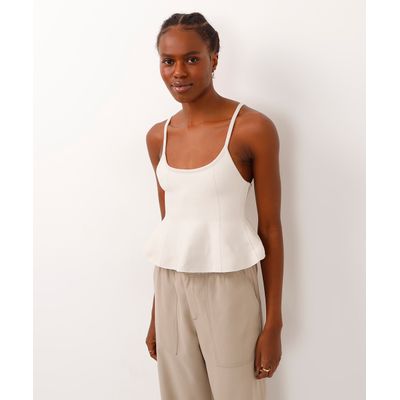 regata de tricot peplum off white