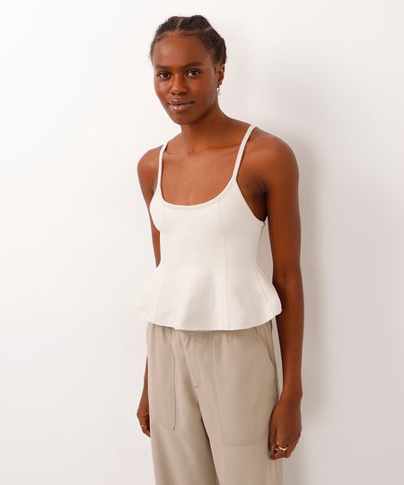 regata de tricot peplum off white G regata de tricot peplum off white G