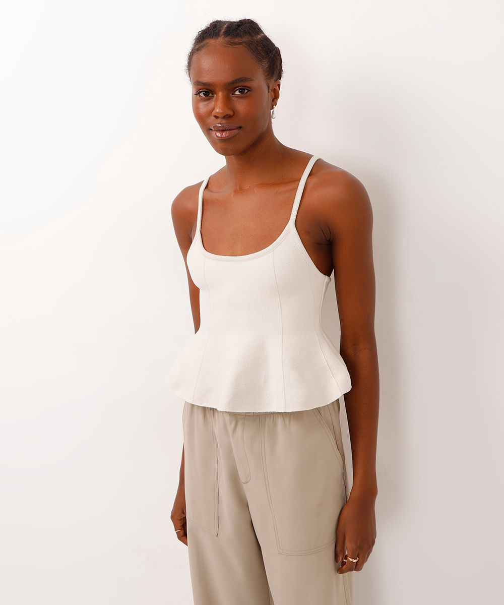 regata de tricot peplum off white