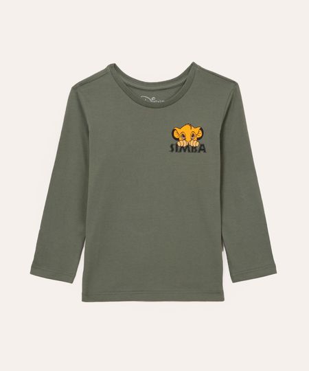 camiseta de algodão infantil simba manga longa verde 4