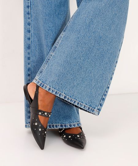 sapatilha bico fico com pedras oneself preta 34 sapatilha bico fico com pedras oneself preta 34