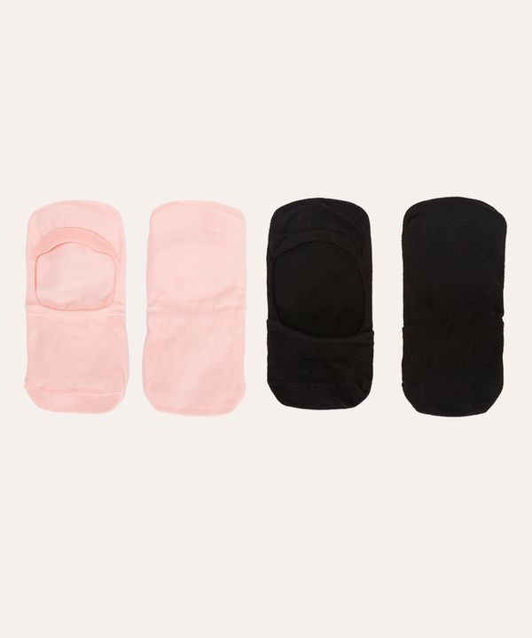 kit de 2 pares de meias invisíveis lisas colorida 34-39