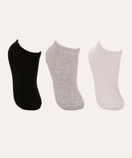 Kit de 3 Meias Infantis Soquete Multicor 14-17 Kit de 3 Meias Infantis Soquete Multicor 14-17