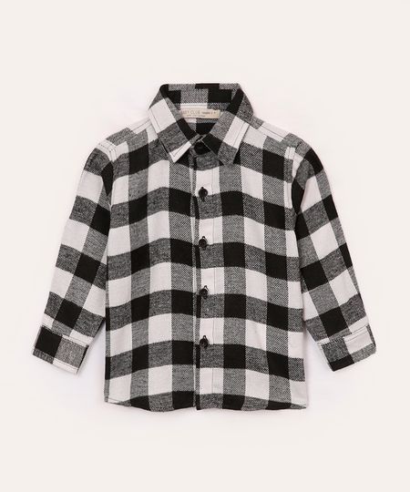 camisa de flanela infantil xadrez preta 2