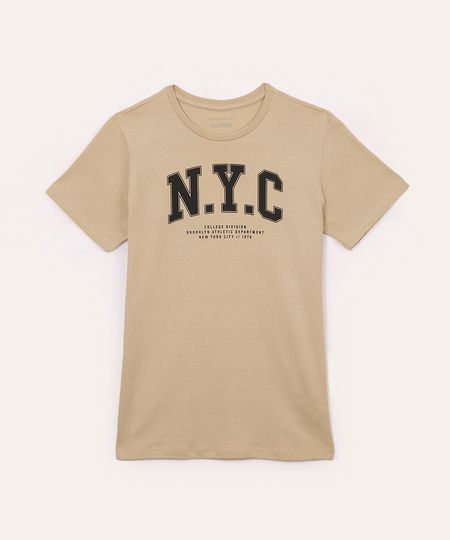 camiseta infantil de algodão nyc bege 4 camiseta infantil de algodão nyc bege 4