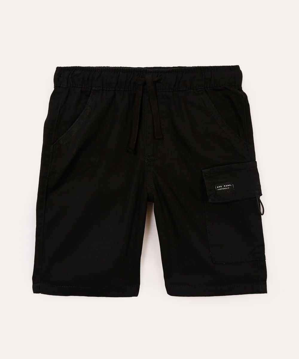 bermuda cargo de sarja infantil - preto