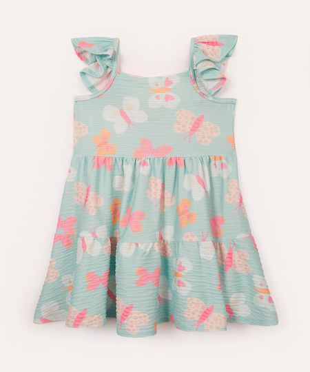 vestido infantil borboleta alça babado colorido 2