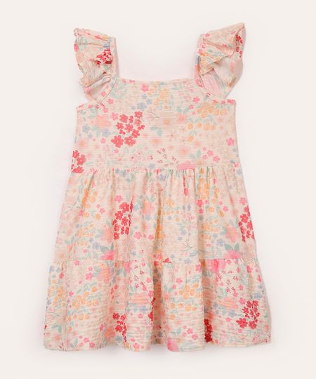 vestido infantil floral alça babado colorido 3