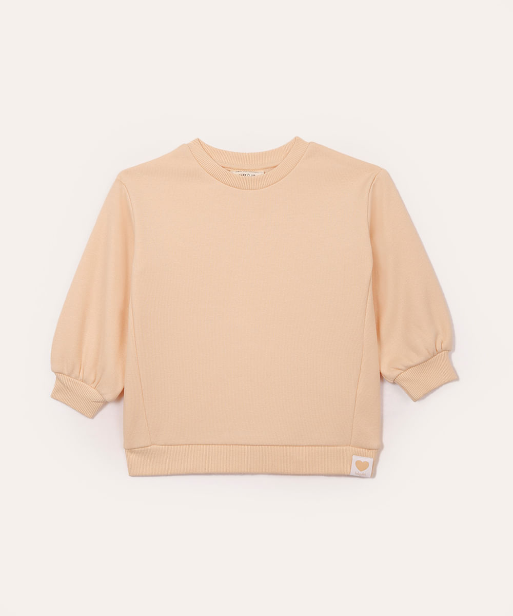 blusão de moletom manga longa infantil bege