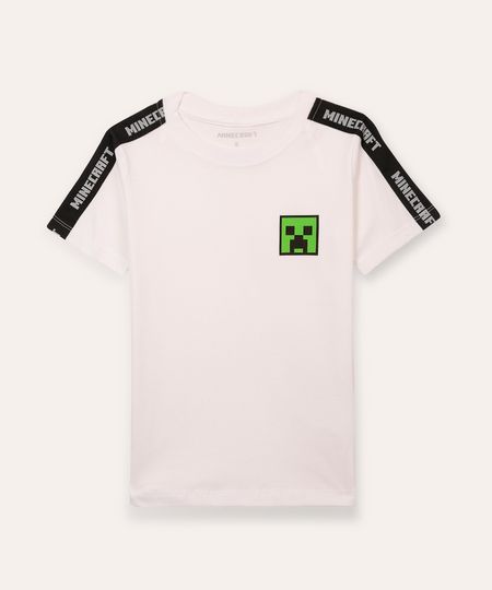 camiseta de algodão infantil minecraft branco 8