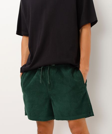 short de veludo cotelê com bolsos verde P