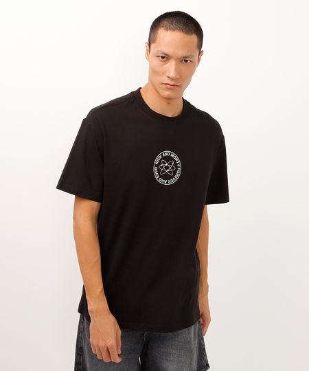 camiseta de algodão rick and morty metalizado preto PP camiseta de algodão rick and morty metalizado preto PP