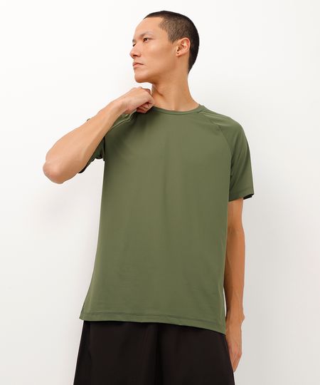 camiseta de poliamida manga raglan esportiva ace verde M