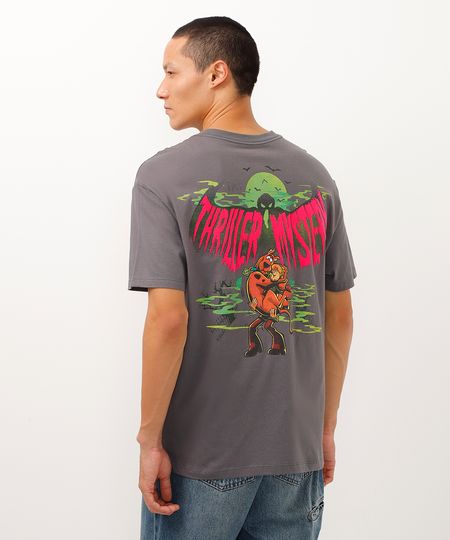 camiseta de algodão relaxed fit scooby doo cinza P camiseta de algodão relaxed fit scooby doo cinza P