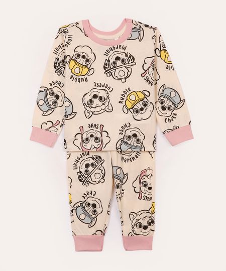 pijama infantil longo patrulha canina bege 1