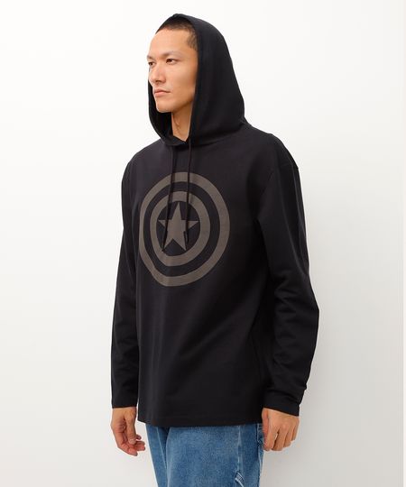 blusão de moletom com capuz capitão américa preto M blusão de moletom com capuz capitão américa preto M