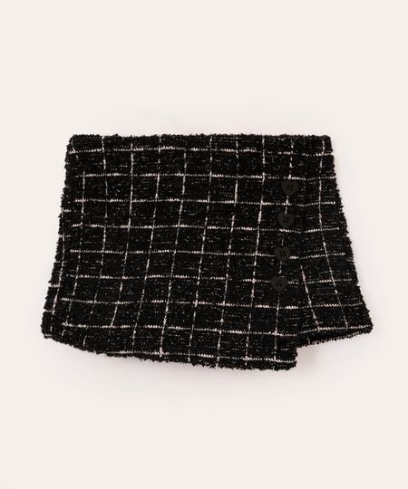 short saia infantil de tweed preto 4