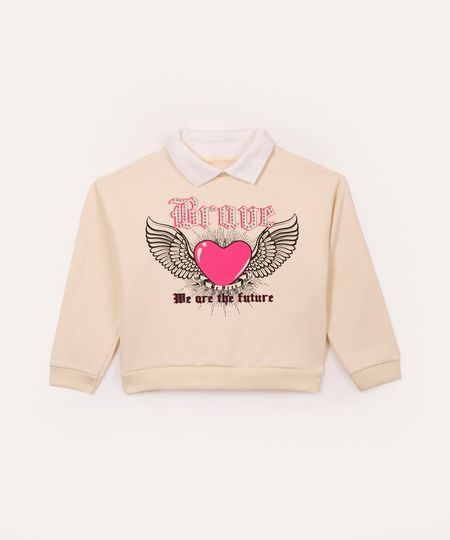 blusão de moletom infantil brave bege 4
