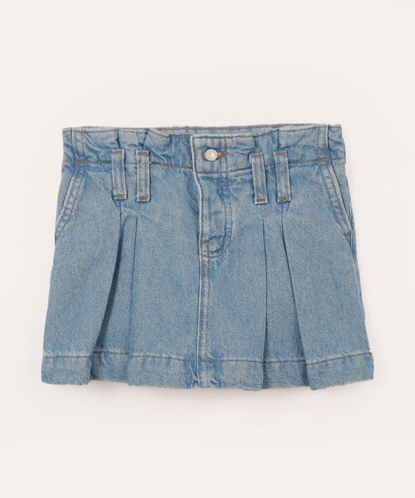 saia jeans infantil com pregas azul 12
