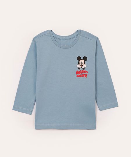 camiseta de algodão infantil mickey azul 1 camiseta de algodão infantil mickey azul 1