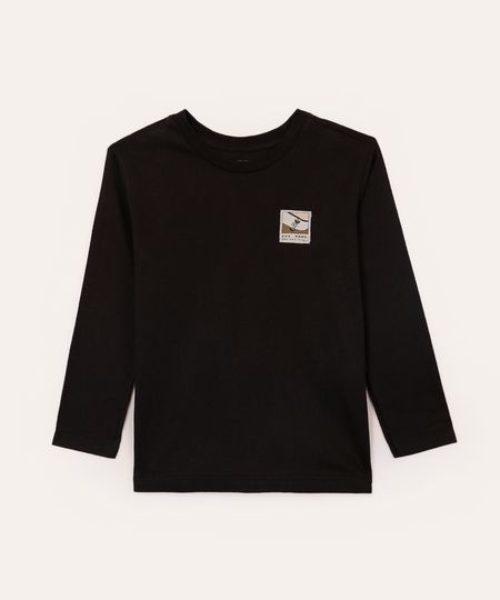 camiseta de algodão infantil skate manga longa preto 4