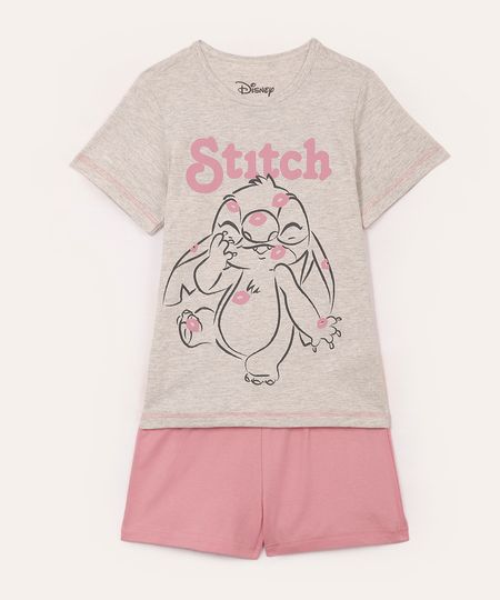 pijama de algodão curto infantil stitch cinza 10