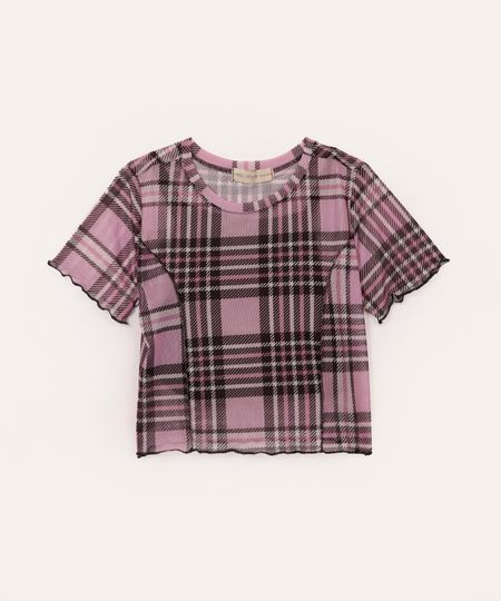 blusa de tule juvenil xadrez rosa 12